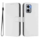 For Redmi 10 5G / Note 11E 5G Skin Feel Solid Color Leather Phone Case with Lanyard(White) - 2