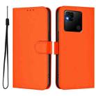 For Redmi 10A Skin Feel Solid Color Leather Phone Case with Lanyard(Orange) - 2