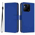 For Redmi 10A Skin Feel Solid Color Leather Phone Case with Lanyard(Dark Blue) - 2