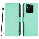 For Redmi 10A Skin Feel Solid Color Leather Phone Case with Lanyard(Mint Green) - 2