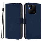 For Redmi 10A Skin Feel Solid Color Leather Phone Case with Lanyard(Navy Blue) - 2