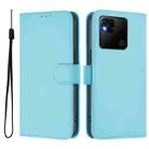 For Redmi 10A Skin Feel Solid Color Leather Phone Case with Lanyard(Sky Blue) - 2