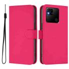 For Redmi 10A Skin Feel Solid Color Leather Phone Case with Lanyard(Rose Red) - 2