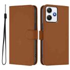 For Redmi 12 4G Global / Note 12R Skin Feel Solid Color Leather Phone Case with Lanyard(Brown) - 2