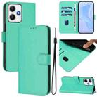 For Redmi 12 4G Global / Note 12R Skin Feel Solid Color Leather Phone Case with Lanyard(Green) - 1