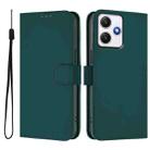 For Redmi 12 4G Global / Note 12R Skin Feel Solid Color Leather Phone Case with Lanyard(Dark Green) - 2