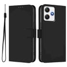 For Redmi 12 4G Global / Note 12R Skin Feel Solid Color Leather Phone Case with Lanyard(Black) - 2