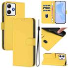 For Redmi 12 4G Global / Note 12R Skin Feel Solid Color Leather Phone Case with Lanyard(Lemon Yellow) - 1