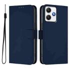 For Redmi 12 4G Global / Note 12R Skin Feel Solid Color Leather Phone Case with Lanyard(Navy Blue) - 2