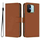 For Redmi 12C / 11A Skin Feel Solid Color Leather Phone Case with Lanyard(Brown) - 2