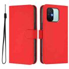 For Redmi 12C / 11A Skin Feel Solid Color Leather Phone Case with Lanyard(Red) - 2