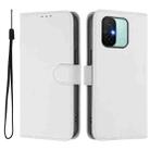 For Redmi 12C / 11A Skin Feel Solid Color Leather Phone Case with Lanyard(White) - 2