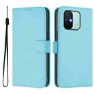 For Redmi 12C / 11A Skin Feel Solid Color Leather Phone Case with Lanyard(Sky Blue) - 2