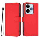 For Redmi 13 4G Global / 13 5G Global Skin Feel Solid Color Leather Phone Case with Lanyard(Red) - 2