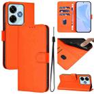 For Redmi 13 4G Global / 13 5G Global Skin Feel Solid Color Leather Phone Case with Lanyard(Orange) - 1