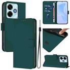 For Redmi 13 4G Global / 13 5G Global Skin Feel Solid Color Leather Phone Case with Lanyard(Dark Green) - 1