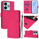 For Redmi 13 4G Global / 13 5G Global Skin Feel Solid Color Leather Phone Case with Lanyard(Rose Red) - 1