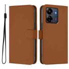 For Redmi 13C 4G Global Skin Feel Solid Color Leather Phone Case with Lanyard(Brown) - 2