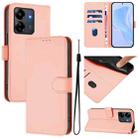 For Redmi 13C 4G Global Skin Feel Solid Color Leather Phone Case with Lanyard(Pink) - 1