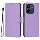 For Redmi 13C 4G Global Skin Feel Solid Color Leather Phone Case with Lanyard(Lavender Purple) - 2