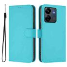 For Redmi 13C 4G Global Skin Feel Solid Color Leather Phone Case with Lanyard(Lake Blue) - 2