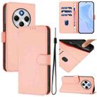 For Redmi 14C 4G Skin Feel Solid Color Leather Phone Case with Lanyard(Pink) - 1