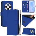 For Redmi 14C 4G Skin Feel Solid Color Leather Phone Case with Lanyard(Dark Blue) - 1