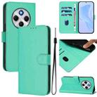 For Redmi 14C 4G Skin Feel Solid Color Leather Phone Case with Lanyard(Green) - 1