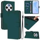 For Redmi 14C 4G Skin Feel Solid Color Leather Phone Case with Lanyard(Dark Green) - 1