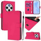 For Redmi 14C 4G Skin Feel Solid Color Leather Phone Case with Lanyard(Rose Red) - 1