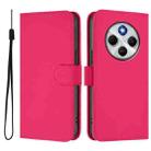 For Redmi 14C 4G Skin Feel Solid Color Leather Phone Case with Lanyard(Rose Red) - 2