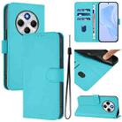 For Redmi 14C 4G Skin Feel Solid Color Leather Phone Case with Lanyard(Lake Blue) - 1