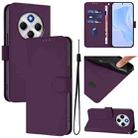 For Redmi 14C 4G Skin Feel Solid Color Leather Phone Case with Lanyard(Violet) - 1