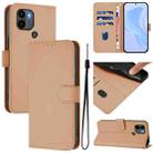 For Redmi A1+ 4G / A2+ Skin Feel Solid Color Leather Phone Case with Lanyard(Nude) - 1