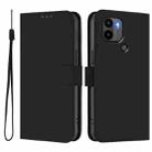 For Redmi A1+ 4G / A2+ Skin Feel Solid Color Leather Phone Case with Lanyard(Black) - 2