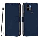 For Redmi A1+ 4G / A2+ Skin Feel Solid Color Leather Phone Case with Lanyard(Navy Blue) - 2