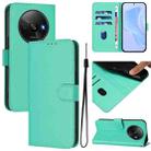 For Redmi A3 4G Global / A3X 4G Skin Feel Solid Color Leather Phone Case with Lanyard(Green) - 1