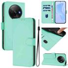 For Redmi A3 4G Global / A3X 4G Skin Feel Solid Color Leather Phone Case with Lanyard(Mint Green) - 1