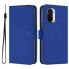 For Redmi K40 / K40 Pro Skin Feel Solid Color Leather Phone Case with Lanyard(Dark Blue) - 2