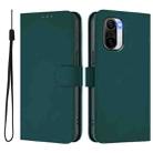 For Redmi K40 / K40 Pro Skin Feel Solid Color Leather Phone Case with Lanyard(Dark Green) - 2