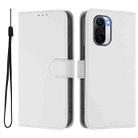 For Redmi K40 / K40 Pro Skin Feel Solid Color Leather Phone Case with Lanyard(White) - 2