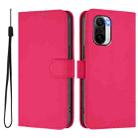 For Redmi K40 / K40 Pro Skin Feel Solid Color Leather Phone Case with Lanyard(Rose Red) - 2