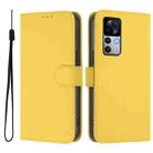 For Redmi K50 Ultra Skin Feel Solid Color Leather Phone Case with Lanyard(Lemon Yellow) - 2