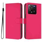 For Redmi K60 Ultra Skin Feel Solid Color Leather Phone Case with Lanyard(Rose Red) - 2