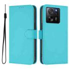 For Redmi K60 Ultra Skin Feel Solid Color Leather Phone Case with Lanyard(Lake Blue) - 2