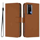 For Redmi K60 / K60 Pro Skin Feel Solid Color Leather Phone Case with Lanyard(Brown) - 2