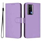 For Redmi K60 / K60 Pro Skin Feel Solid Color Leather Phone Case with Lanyard(Lavender Purple) - 2
