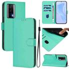 For Redmi K60 / K60 Pro Skin Feel Solid Color Leather Phone Case with Lanyard(Green) - 1