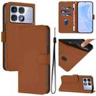 For Redmi K70 Ultra Global Skin Feel Solid Color Leather Phone Case with Lanyard(Brown) - 1