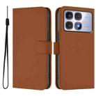 For Redmi K70 Ultra Global Skin Feel Solid Color Leather Phone Case with Lanyard(Brown) - 2